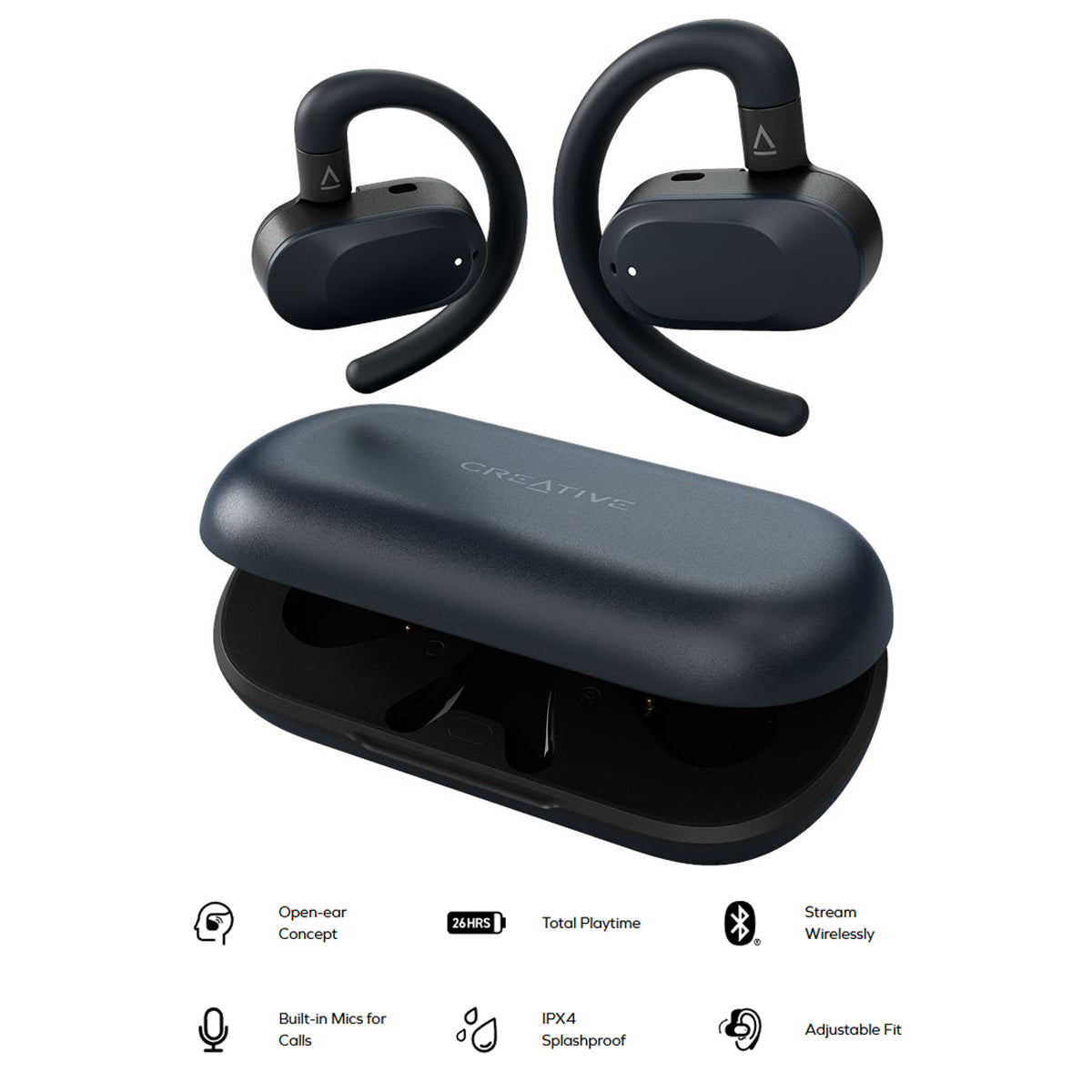 Creative Outlier Go Open-Ear Headphones with Adjustable Fit (Dark Blue)