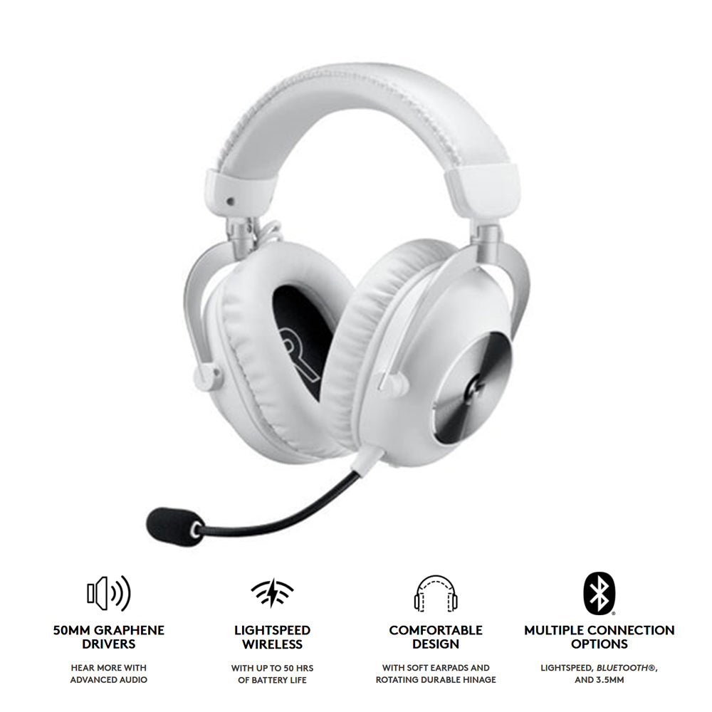 Logitech Pro X 2 Lightspeed Wireless Gaming Headset (White)