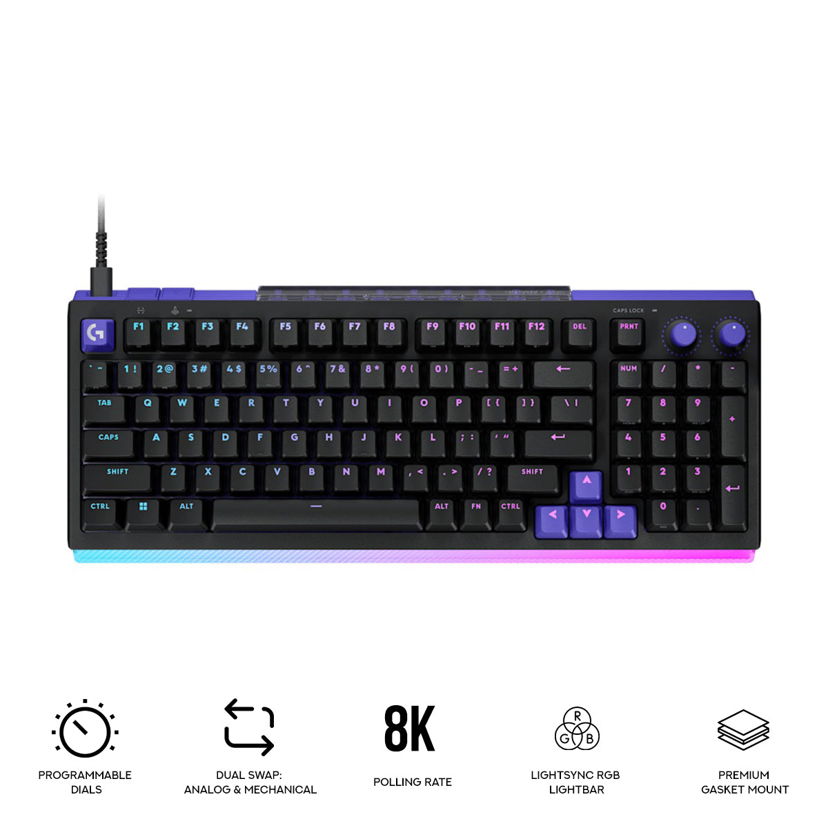 Logitech G512 X 98 Dual Swap TMR Analog/Mechanical 8k Gaming Keyboard (Black) (920-013988)