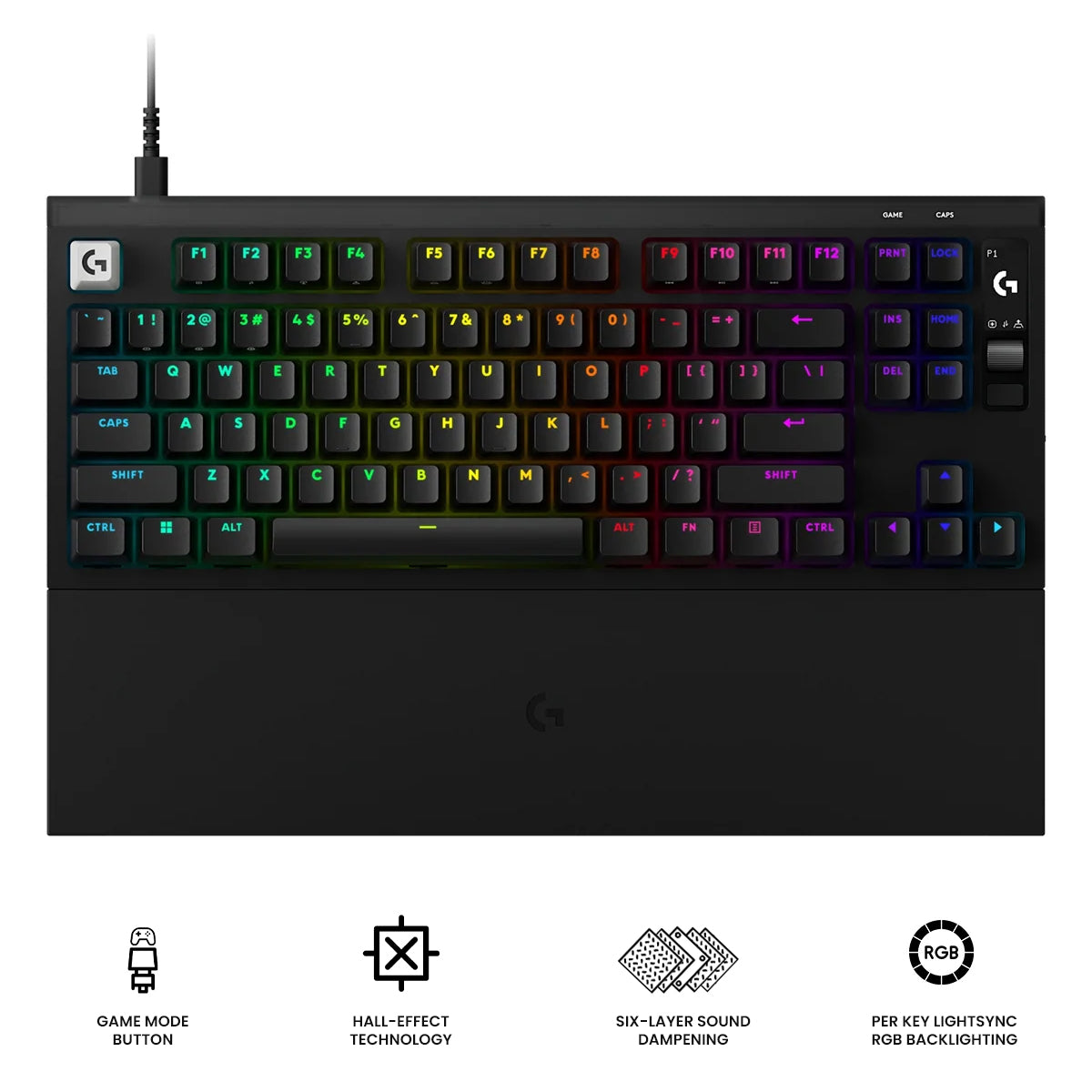 Logitech Pro X2 Rapid 8K Wired TKL Analog Gaming Keyboard With OLED (Black) (920-014089)