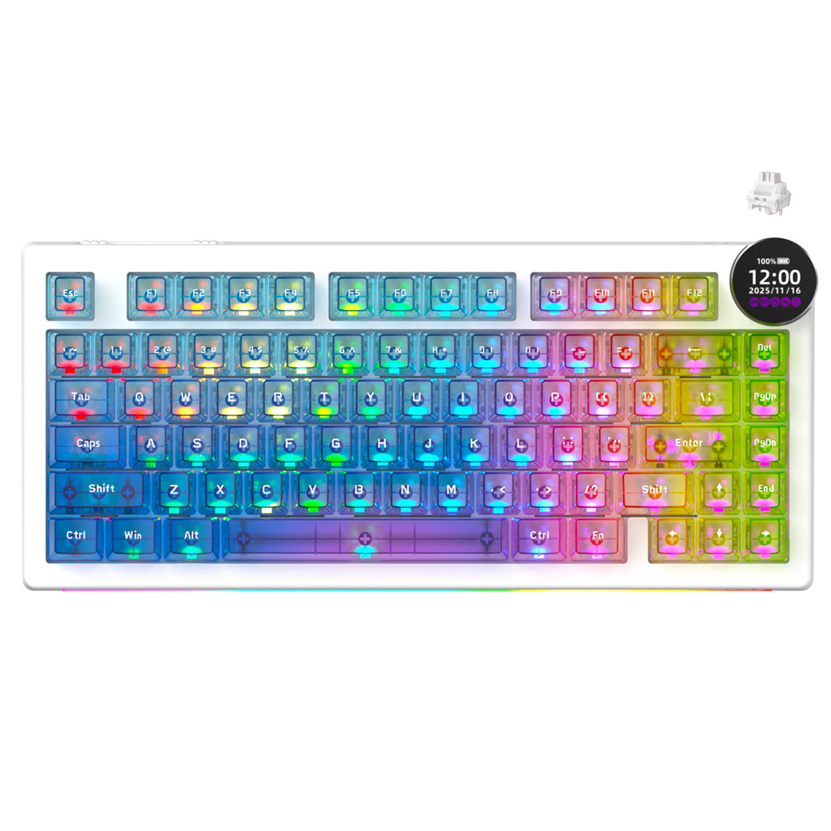 Ajazz AK820 V2 Pro RGB Tri-Mode Mechanical Keyboard (Transparent Color) (Lychee Switch)