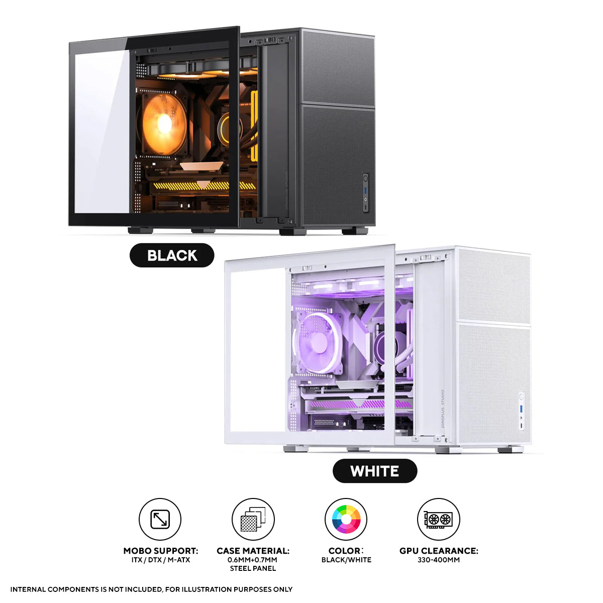 Jonsbo D31 Mesh M-ATX Computer Case (Black, White)