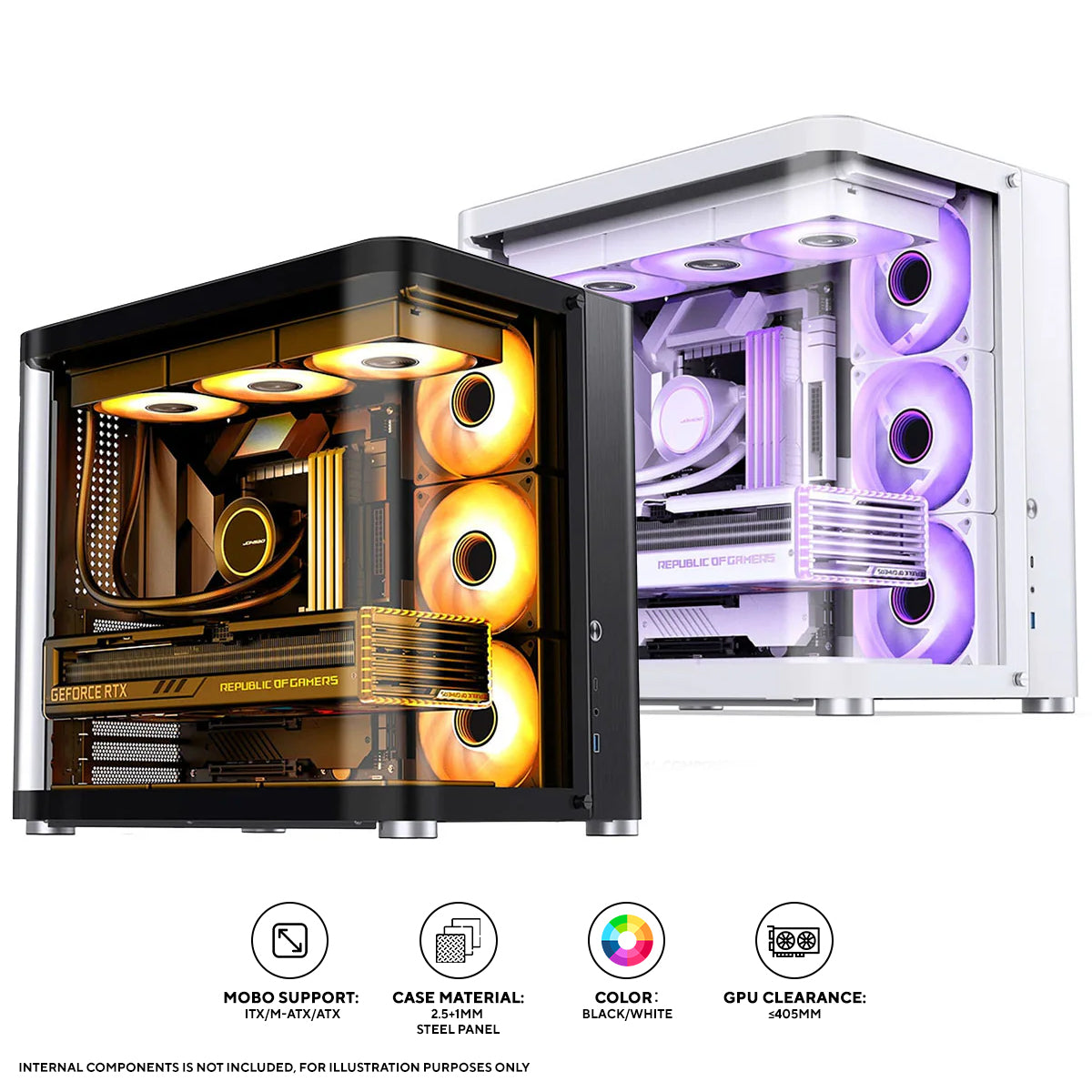 Jonsbo TK-2 ATX Separated Cabinet Computer Case (Black, White)