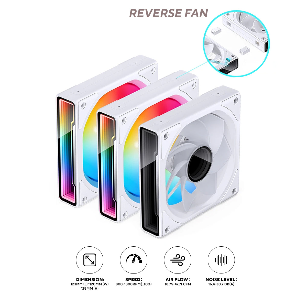 Jonsbo ZK-120WR ARGB 3-in-1 Reverse Magic Fan (White)