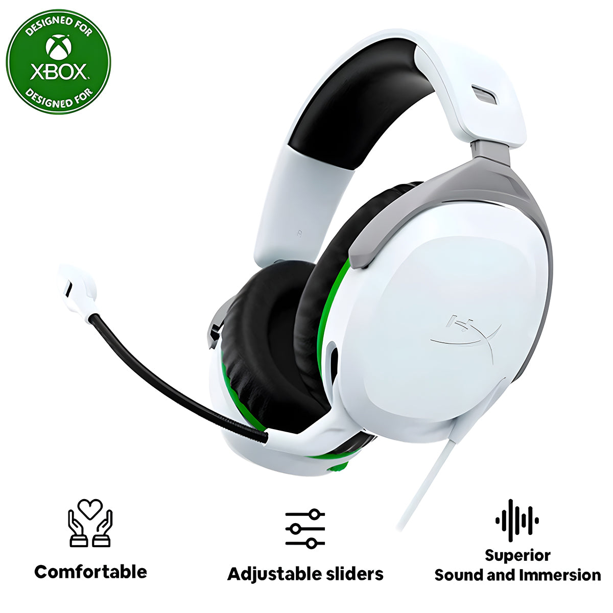 HyperX CloudX Stinger II Wired Headset for Xbox (White) (75X28AA)