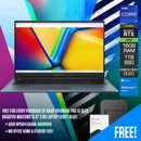 Asus Vivobook Pro 15 OLED K6502VU-MA113WS Laptop (Quiet Blue) | 15.6" 2.8K (2880 x 1800) OLED | i9-13900H | 16GB RAM | RTX 4050 |  1TB SSD | Windows 11 Home | MS Office H&S 2021 | Asus BP1504 Casual Backpack