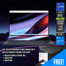 Asus Zenbook Pro 14 Duo OLED UX8402VV-P1051WS (Tech Black) | 14.5" 2.8K OLED (2880x1800) | i9-13900H | 32GB RAM | RTX 4060 | 1TB SSD | Windows 11 Home | MS Office Home & Student 2021 | Asus Sleeve | Asus Stand