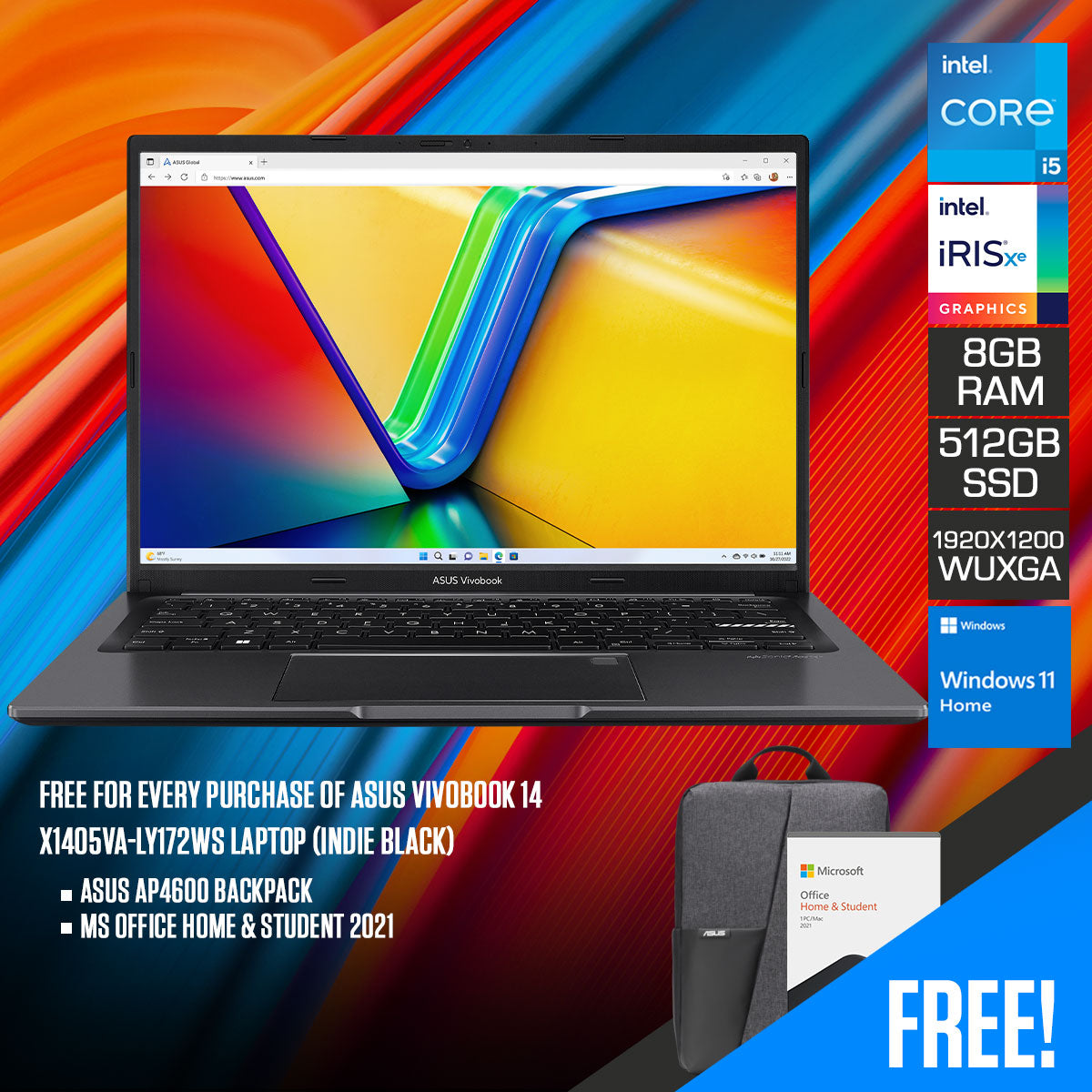 Asus Vivobook 14 X1405VA-LY172WS Laptop (Indie Black)