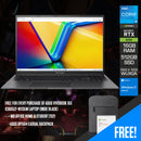 Asus Vivobook 16X K3605ZF-N1135WS Laptop (Indie Black) | 16" WUXGA (1920x1200) | i5-12450H | 16GB RAM | 512GB SSD | RTX 2050 | Windows 11 Home | MS Office Home & Student 2021 | Asus BP1504 Casual Backpack