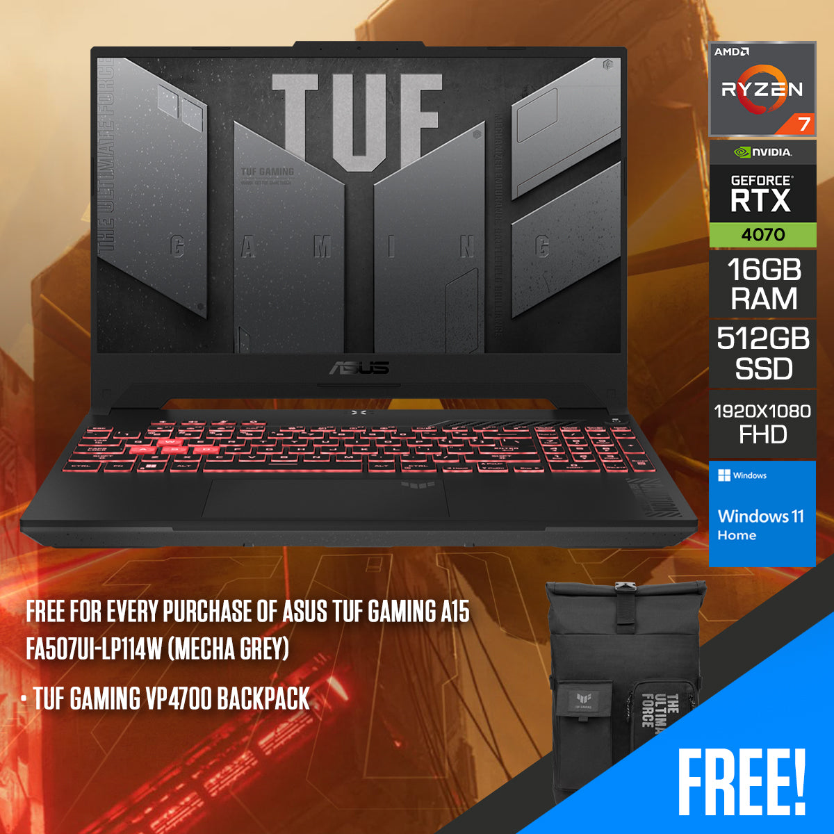 ASUS TUF Gaming A15 FA507UI-LP114W (Mecha Grey)