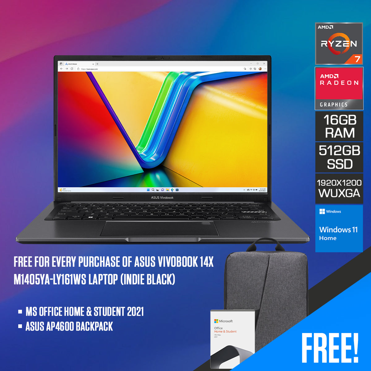 Asus Vivobook 14X M1405YA-LY161WS Laptop (Indie Black)