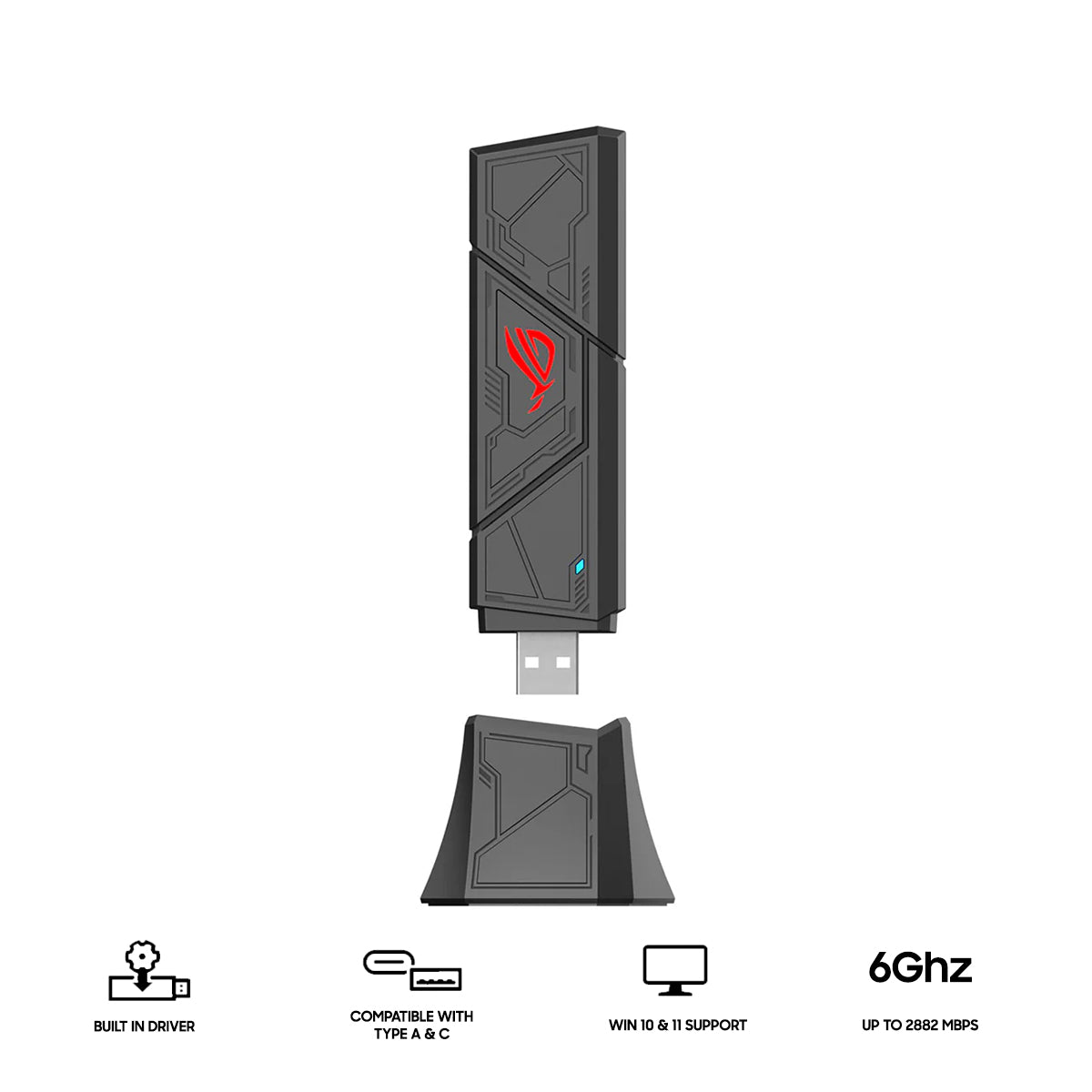 ASUS ROG USB-BE92 Tri-Band BE6500 WiFi 7 Plug & Play USB Adapter