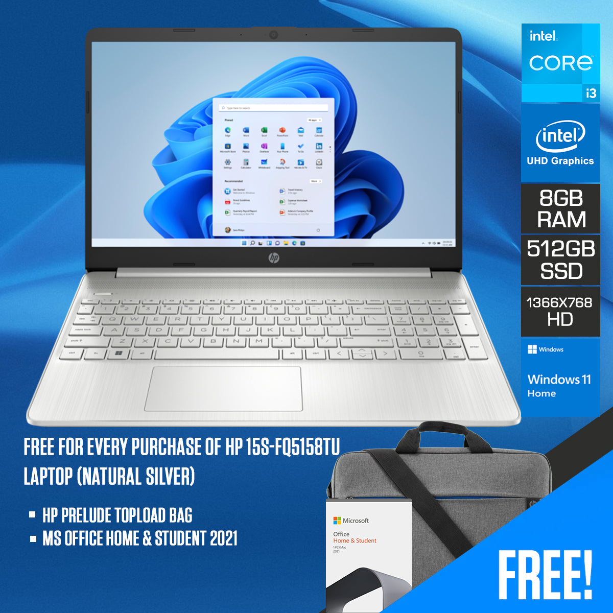 HP 15S-FQ5158TU Laptop (Natural Silver)