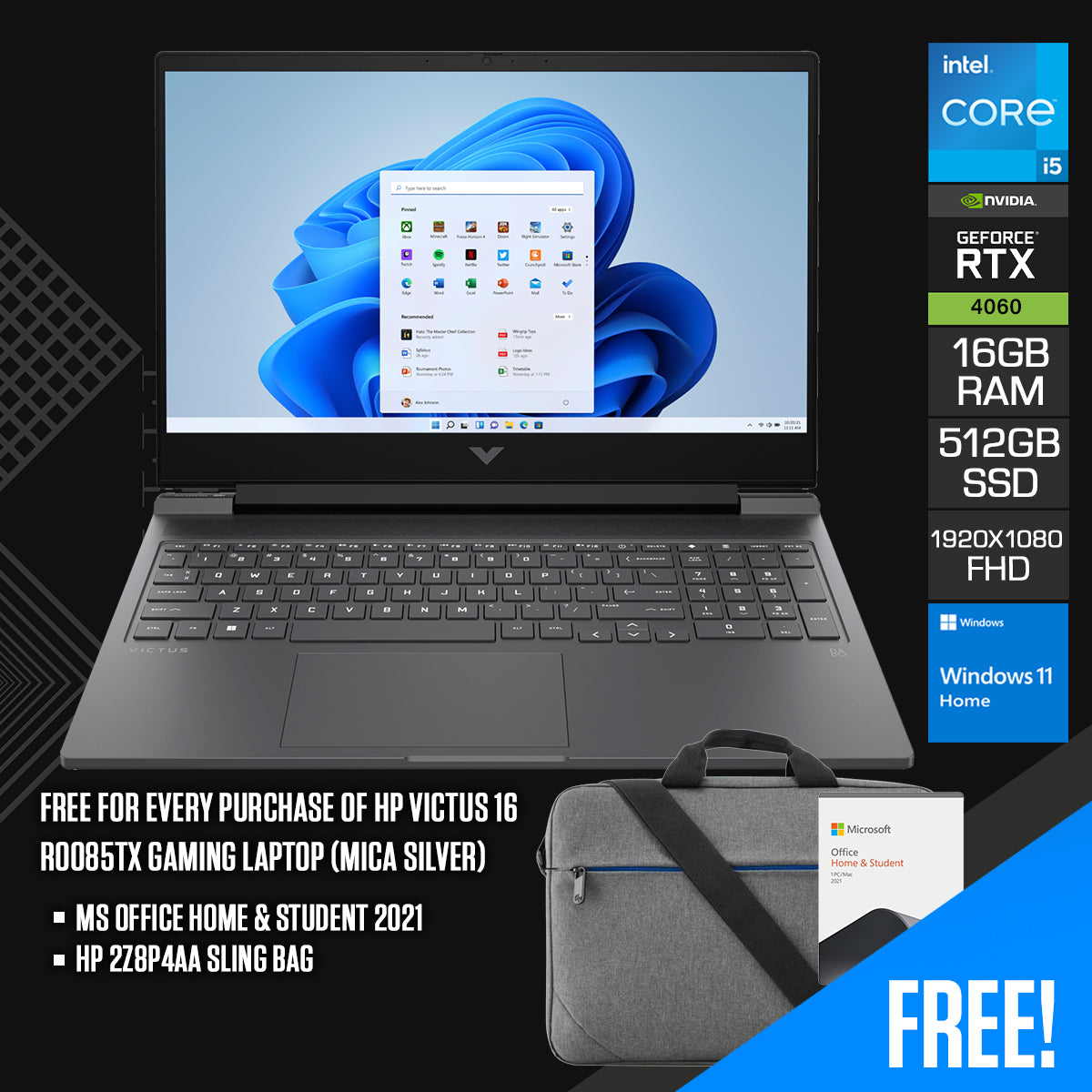 HP Victus 16-R0085TX Gaming Laptop (Mica Silver)