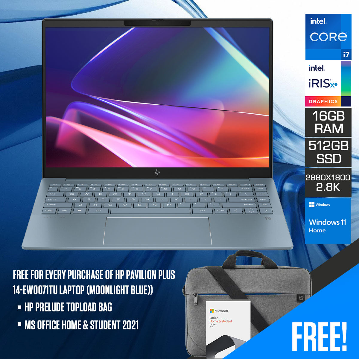 HP PAVILION Plus 14-EW0070TU Laptop (Moonlight Blue)