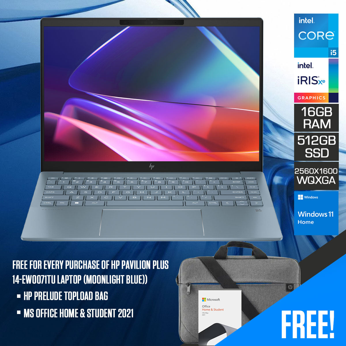 HP Pavilion Plus 14-EW0071TU Laptop (Moonlight Blue)
