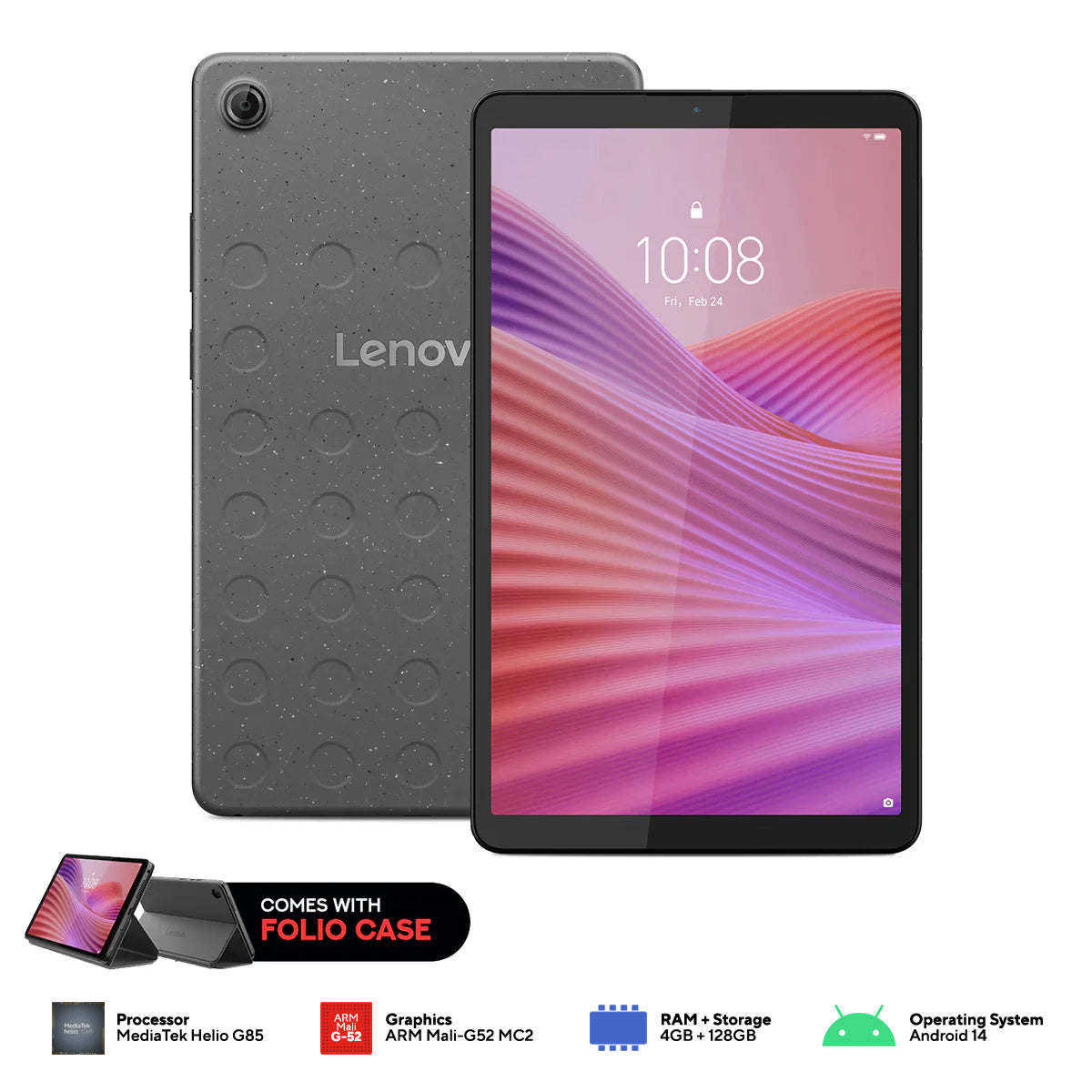 Lenovo Tab One LTE ZAF10100PH 8.7" 4GB+128GB (Luna Grey) + Folio Case