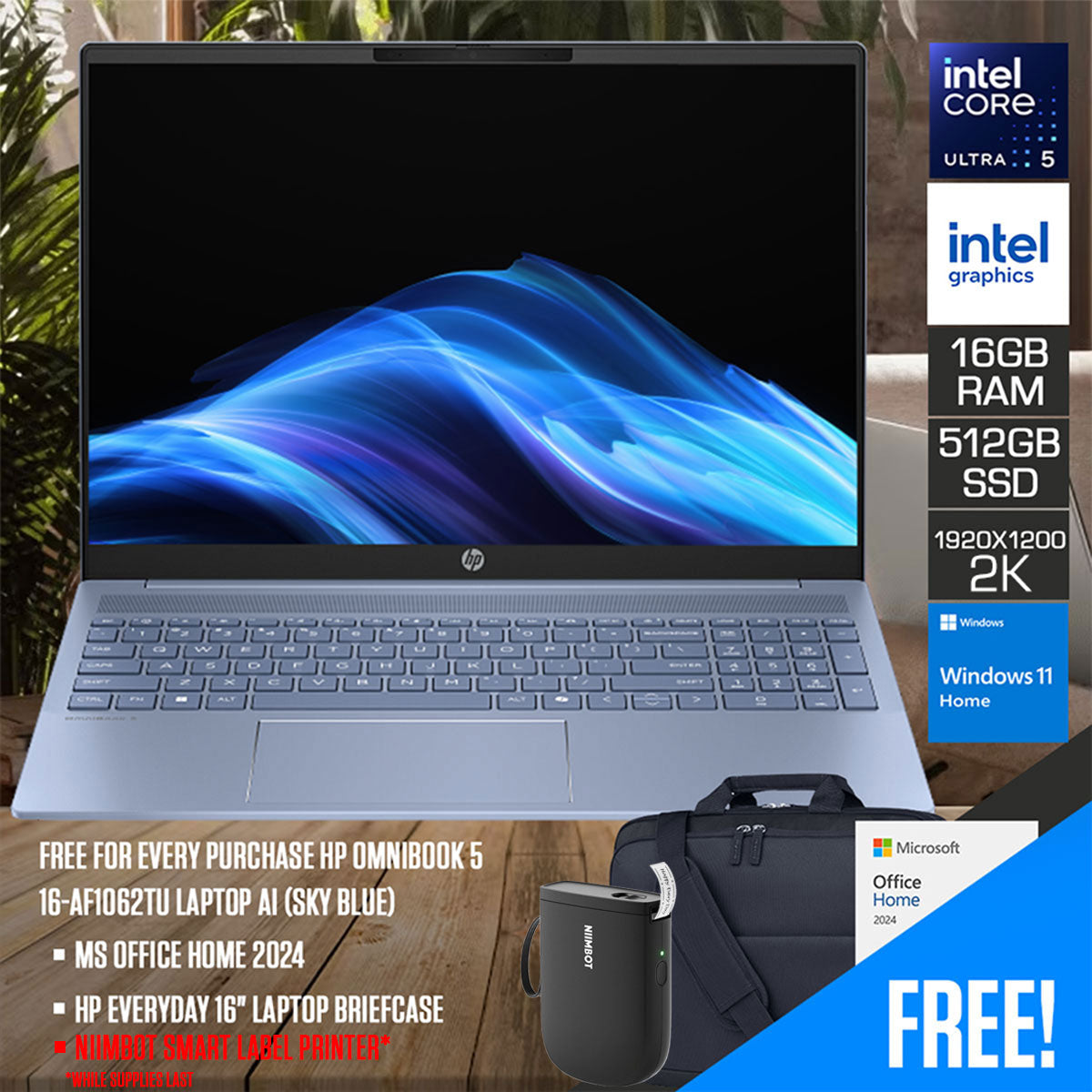 HP OmniBook 5 16-af1062TU Laptop AI (Sky Blue)