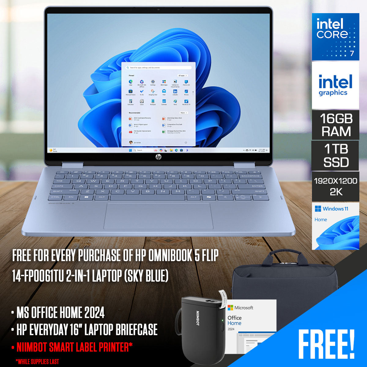 HP OmniBook 5 Flip 14-fp0061TU 2-in-1 Laptop (Sky Blue) | DataBlitz