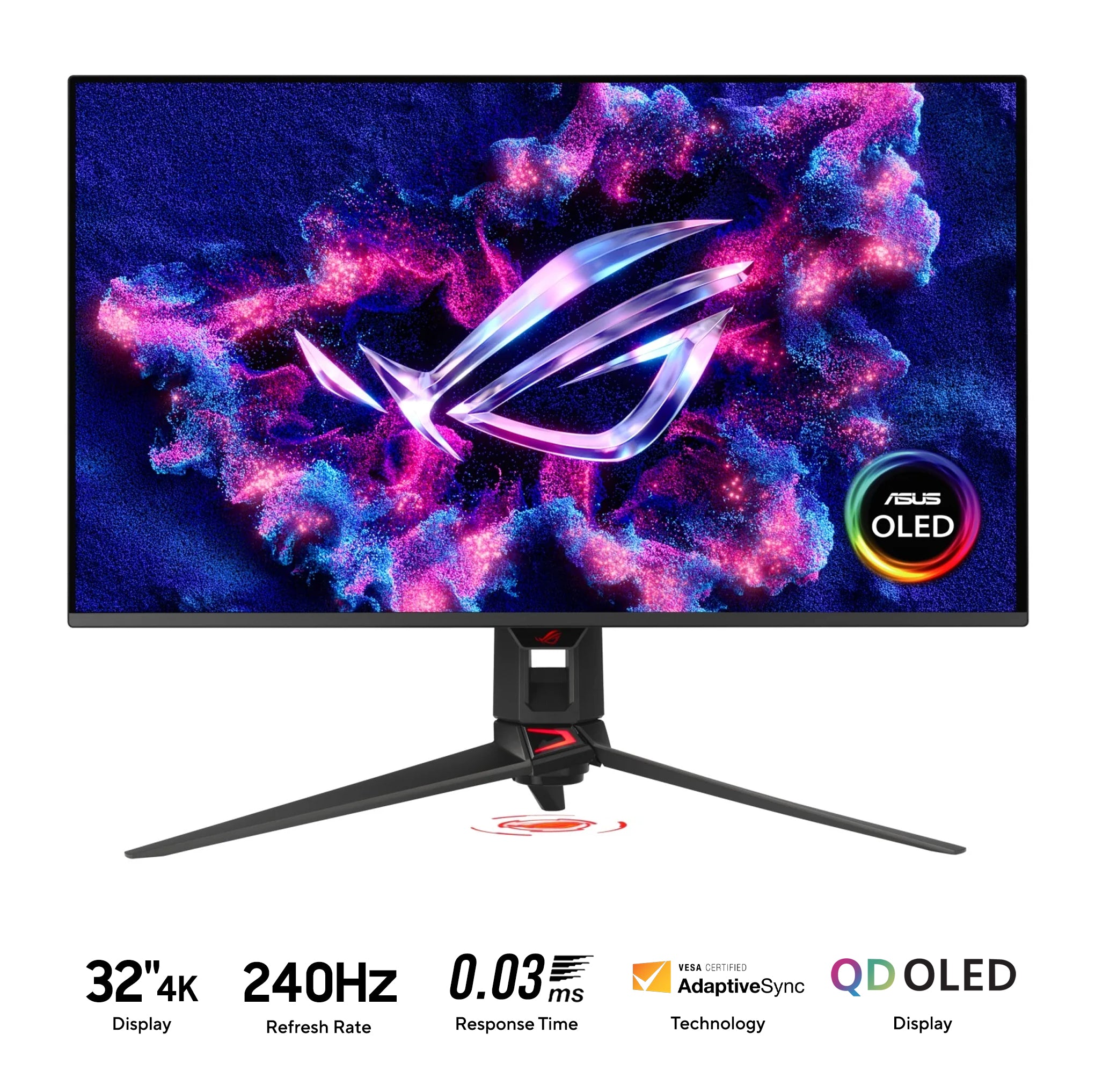 Asus ROG Swift OLED PG32UCDM3 32" 4K (3840x2160) 240Hz 0.3ms GTG QD-OLED Gaming Monitor with Tilt, Height, Swivel & Pivot Adjustment