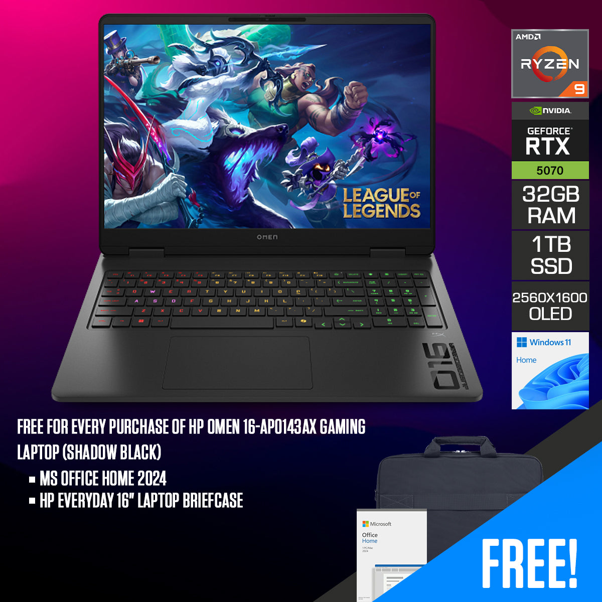 HP Omen 16-ap0143AX Gaming Laptop (Shadow Black)