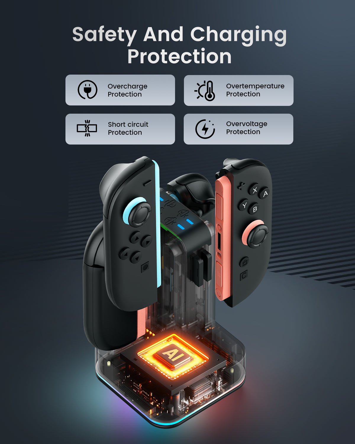 4-in-1 Square RGB Charging Station for Nintendo Switch 2 Joy-Pad