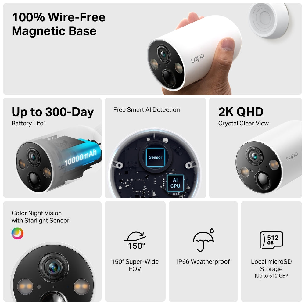 TP-Link Tapo C425 2K QHD 4MP Smart Wire-Free Security Camera