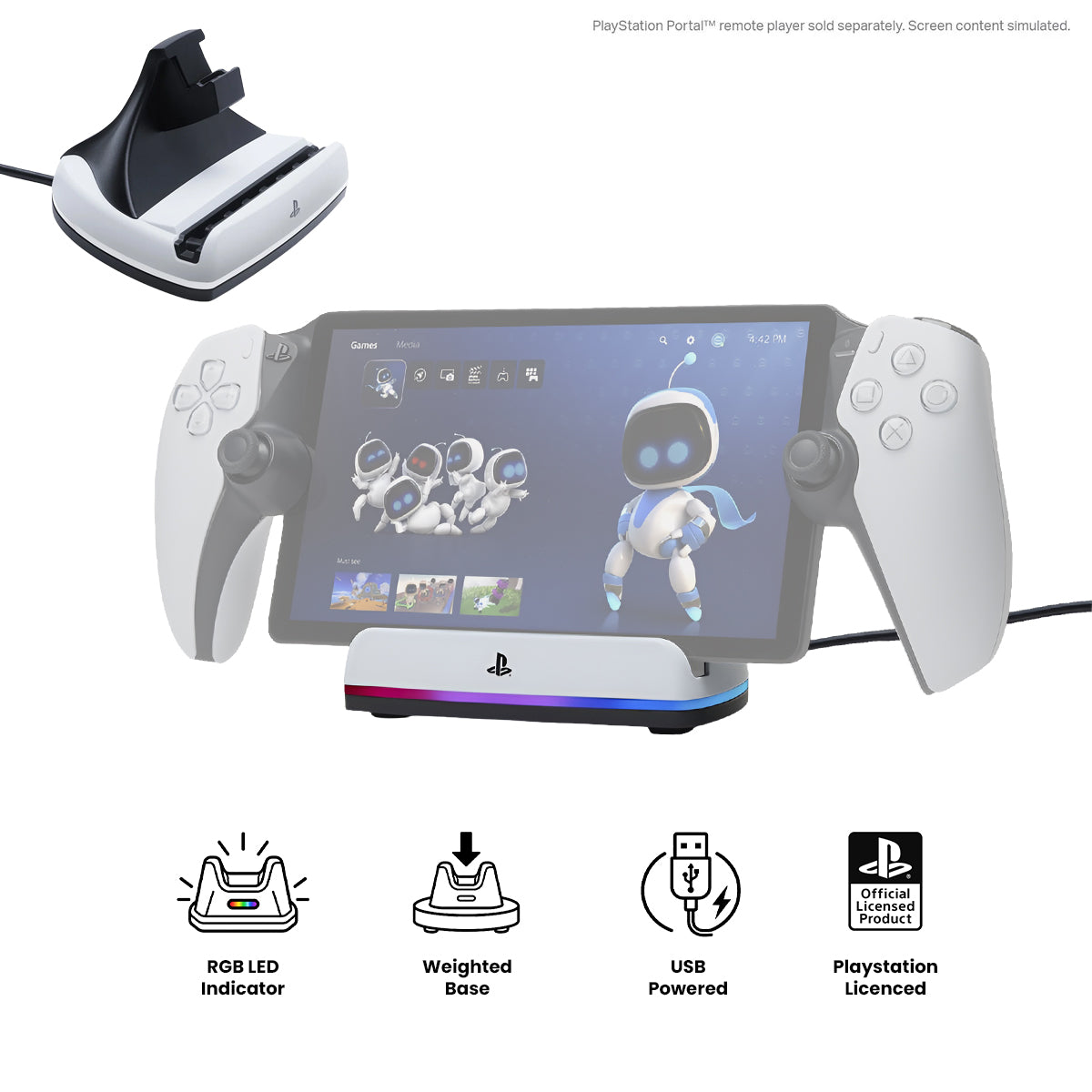 PowerA Lumectra Portal Charging Station For PlayStation Portal Remote Player (White) (PSPW0358AP-01)