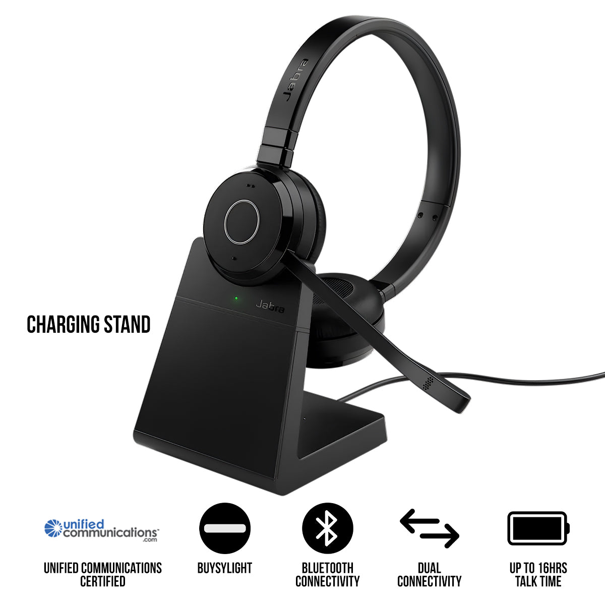 Jabra Evolve 65 TE USB-A UC Stereo Bluetooth Wireless Headset with Charging  Stand