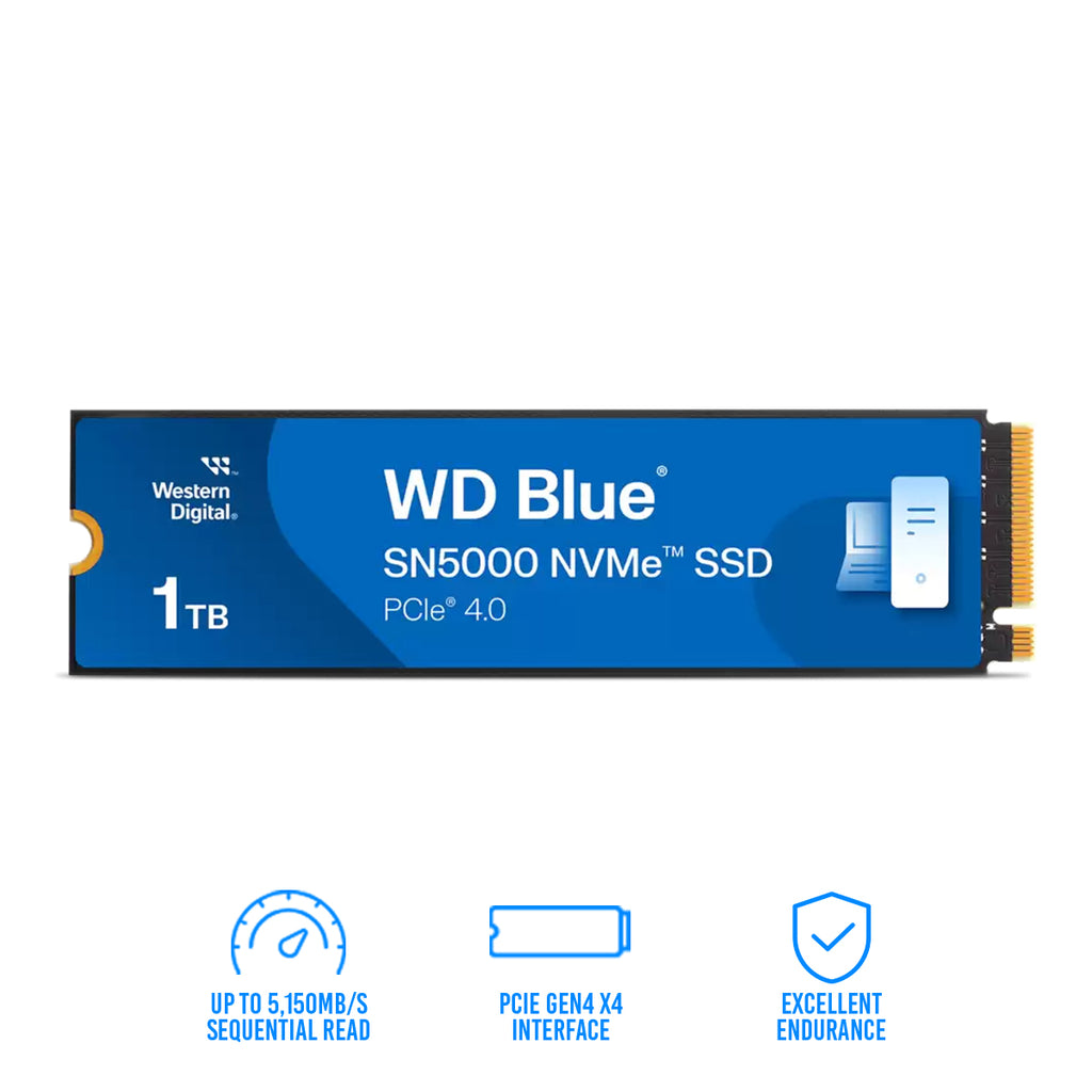 WD Blue SN5000 1TB NVMe PCIe Gen 2280 Up to 5,150MB/s Read Int