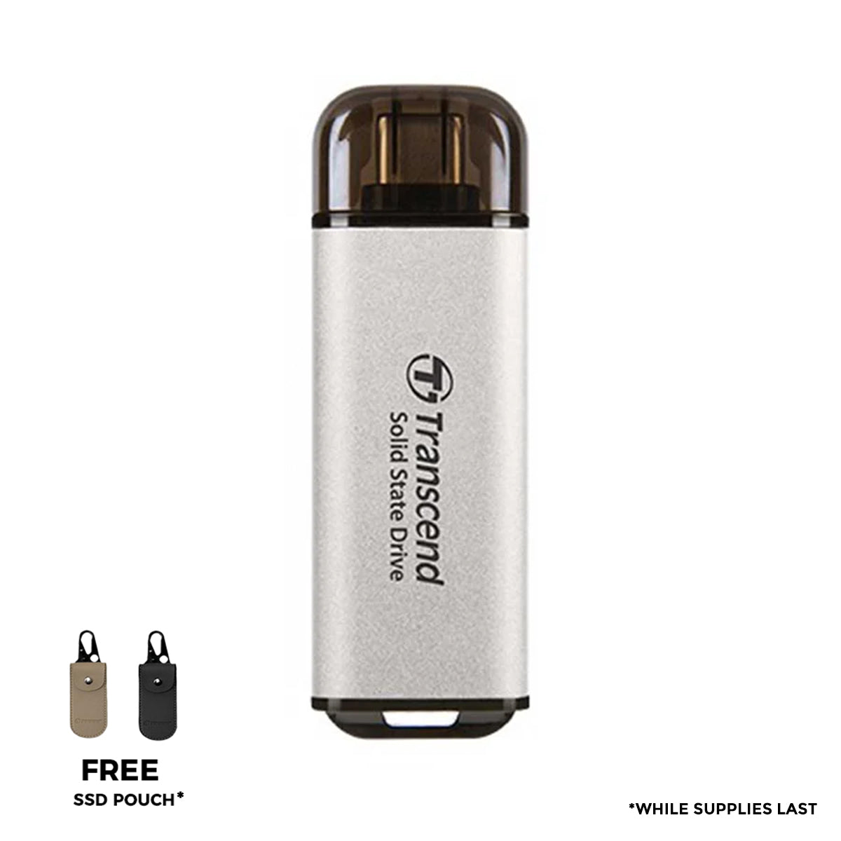 Transcend ESD300 10GBPS USB Type-C Portable SSD (Silver)