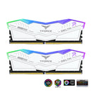 TeamGroup T-Force Delta RGB DDR5 32GB (2x16GB) 7600MHz CL36-46-46-84 1.4V Gaming Desktop Memory (White) (FF4D532G7600HC36DDC01)