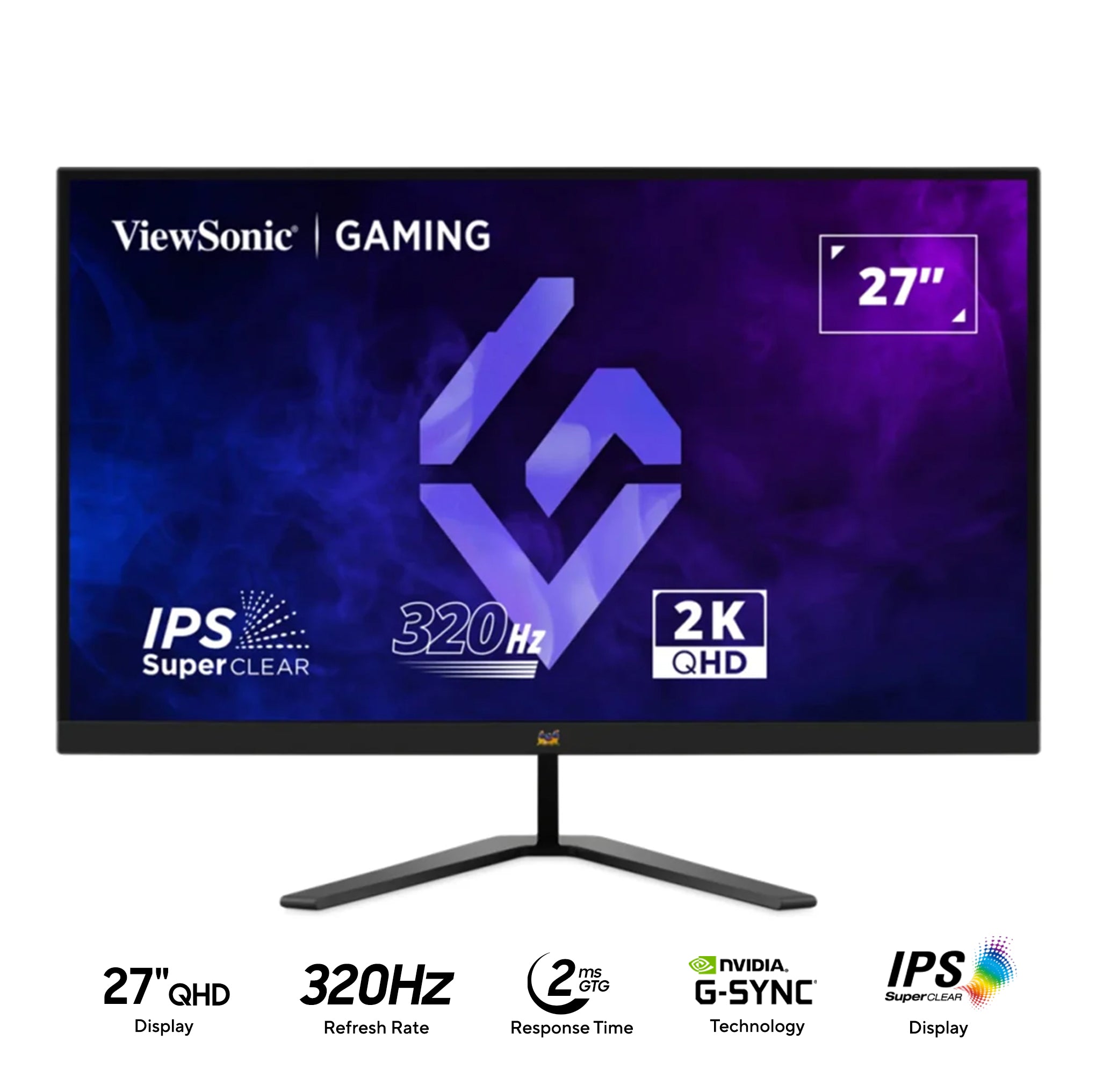 ViewSonic VX2766-2K-PRO-9 27" 2K QHD (2560x1440) 320Hz 2ms GTG SuperClear IPS Gaming Monitor with Tilt Adjustment
