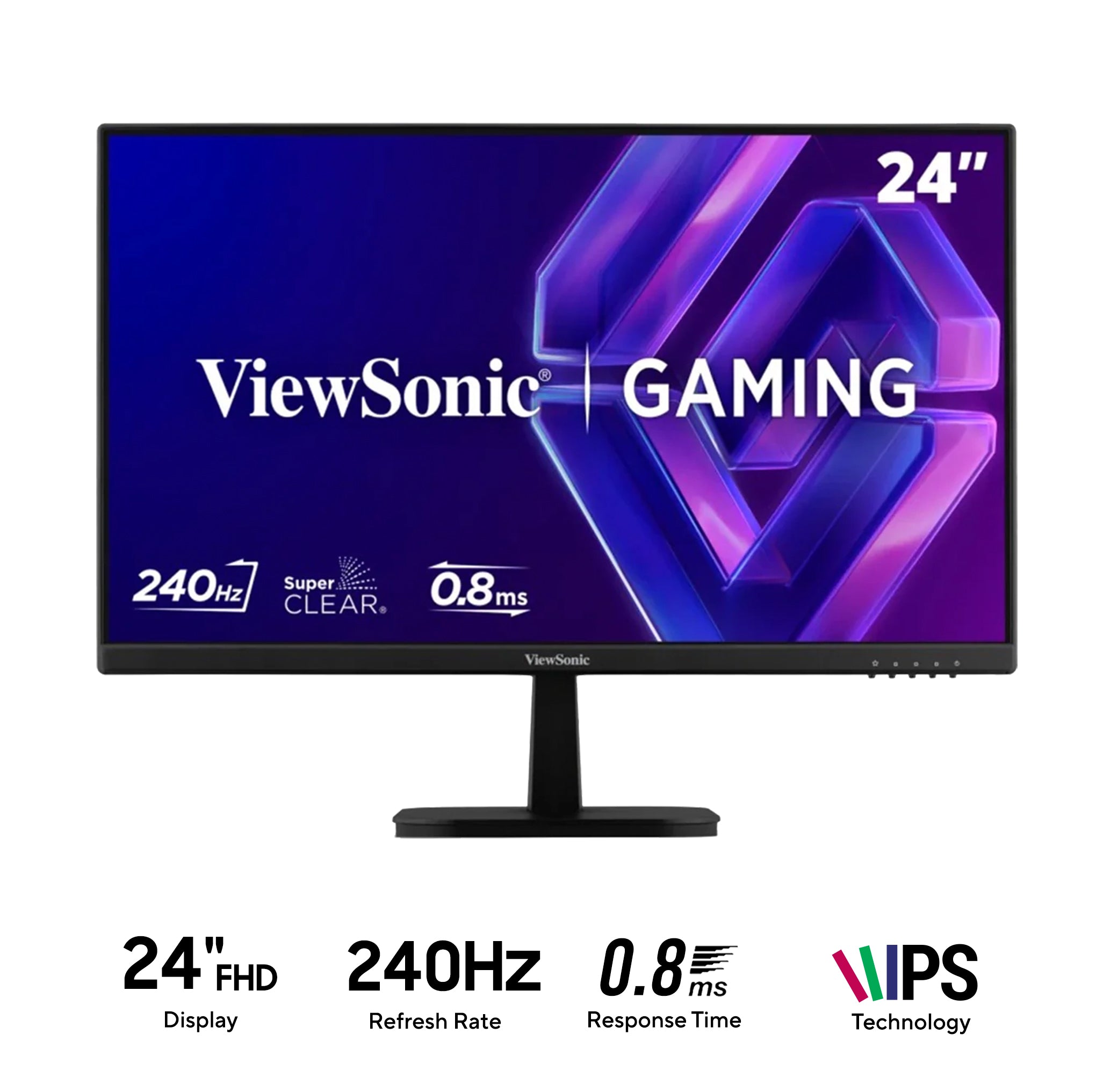 ViewSonic VX24G30 24" FHD (1920x1080) 240Hz 0.8ms IPS G-Sync Compatible Gaming Monitor With Tilt Adjustment