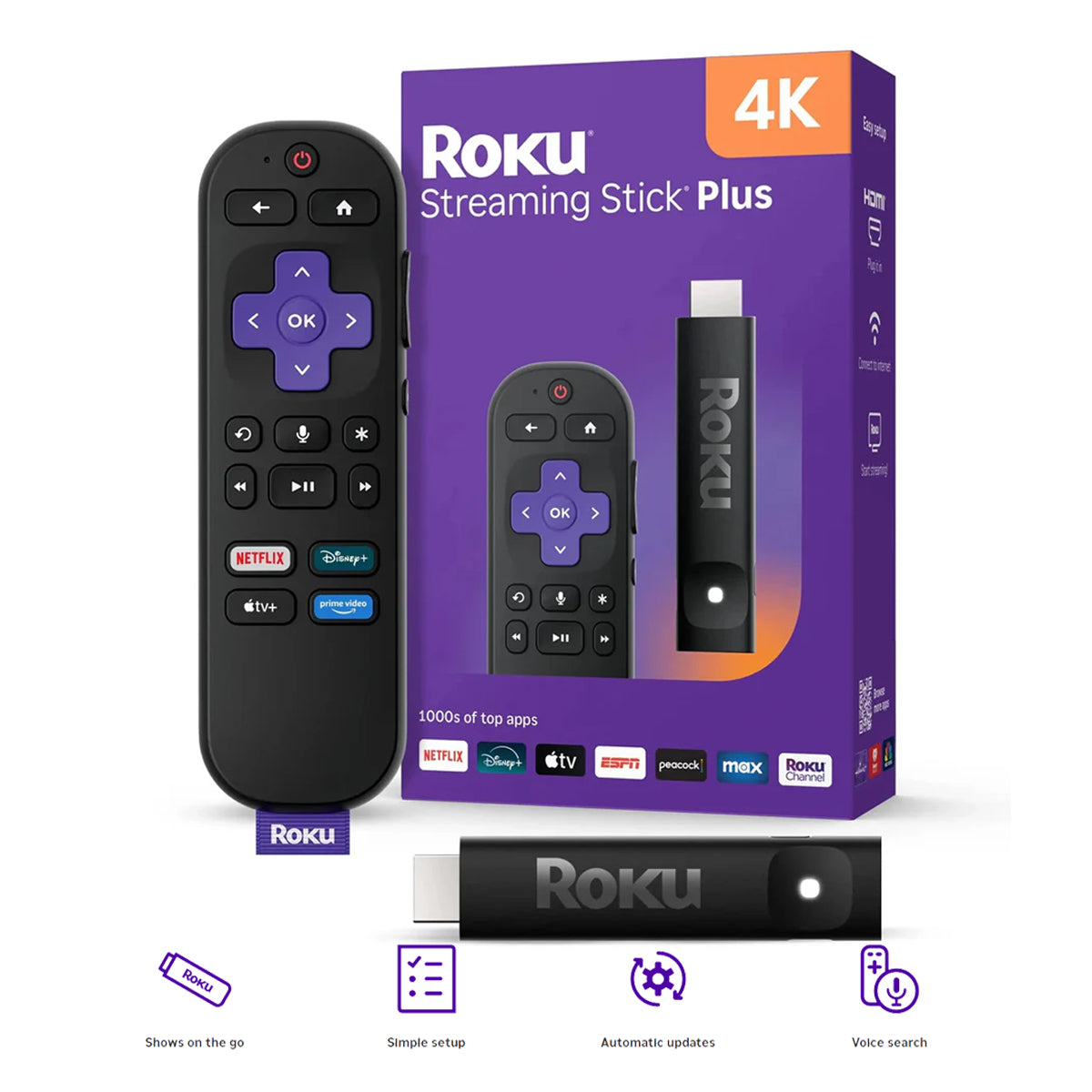 Roku Streaming Stick Plus 4K with Voice Remote