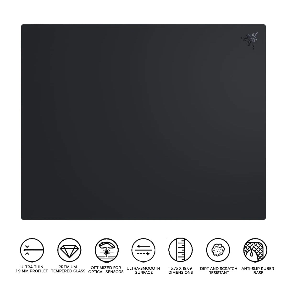 Razer Atlas Pro Ultra-Thin Premium 1.9mm Tempered Glass Gaming Mouse Mat - L (Black)