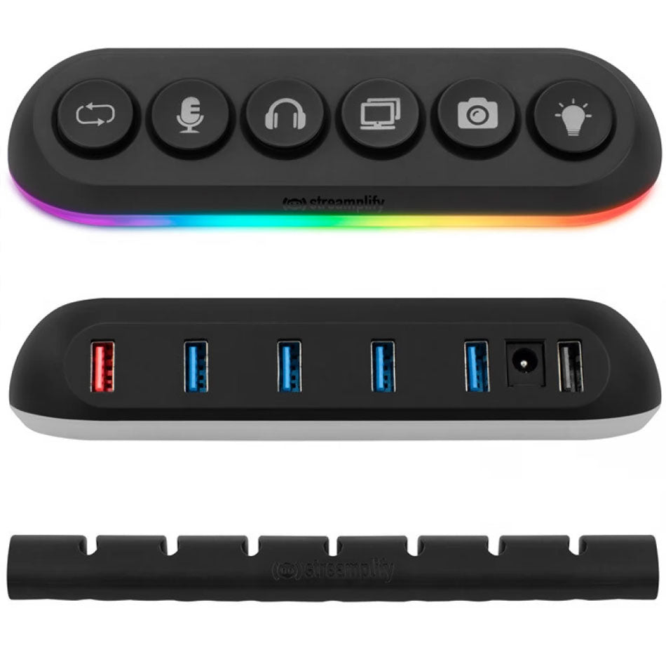 Streamplify Hub Deck 5 5-Port RGB USB Hub 7-Swappable Keycaps (Black)