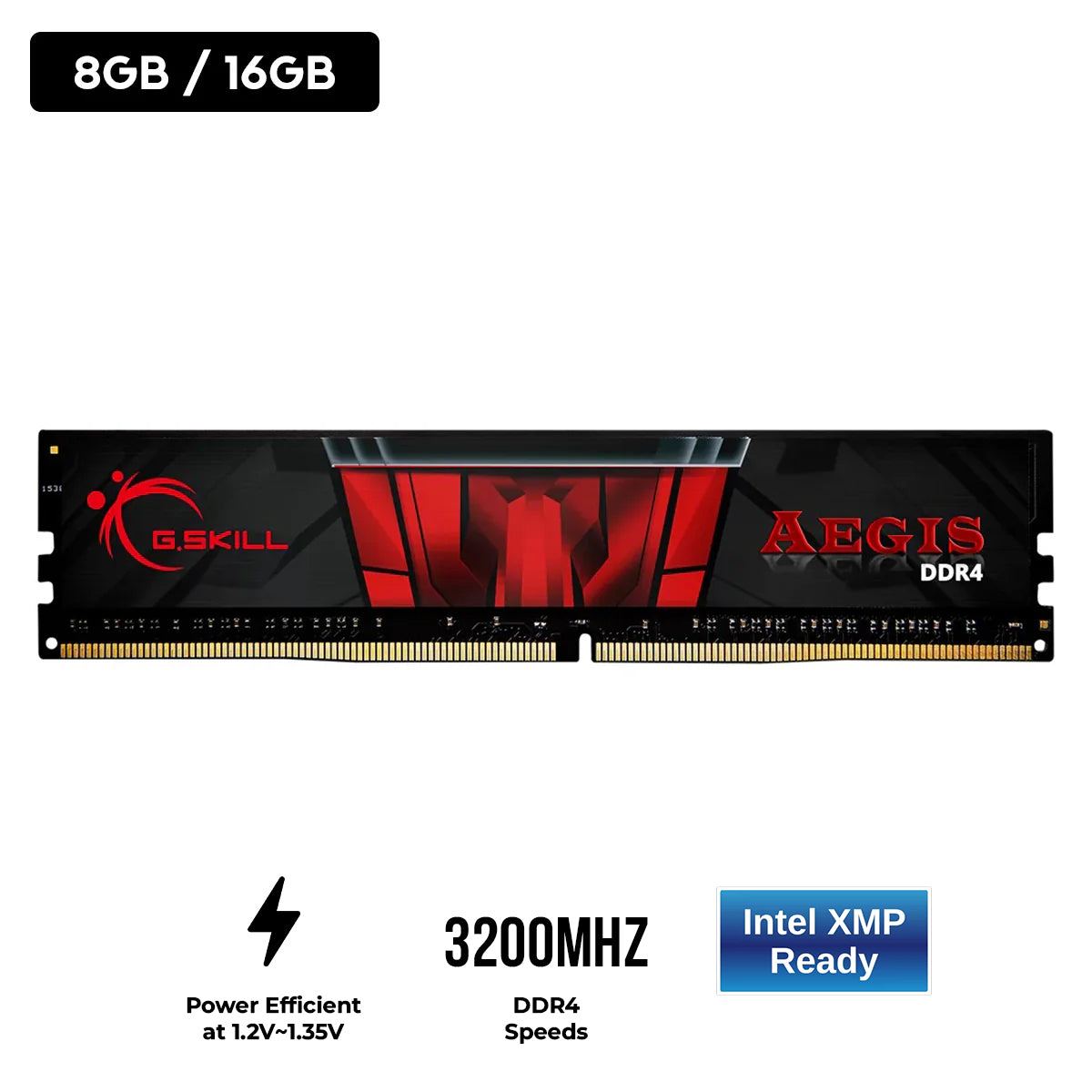 G.Skill Aegis DDR4 3200 MHz CL16-18-18-38 1.35v Intel XMP Desktop Memory