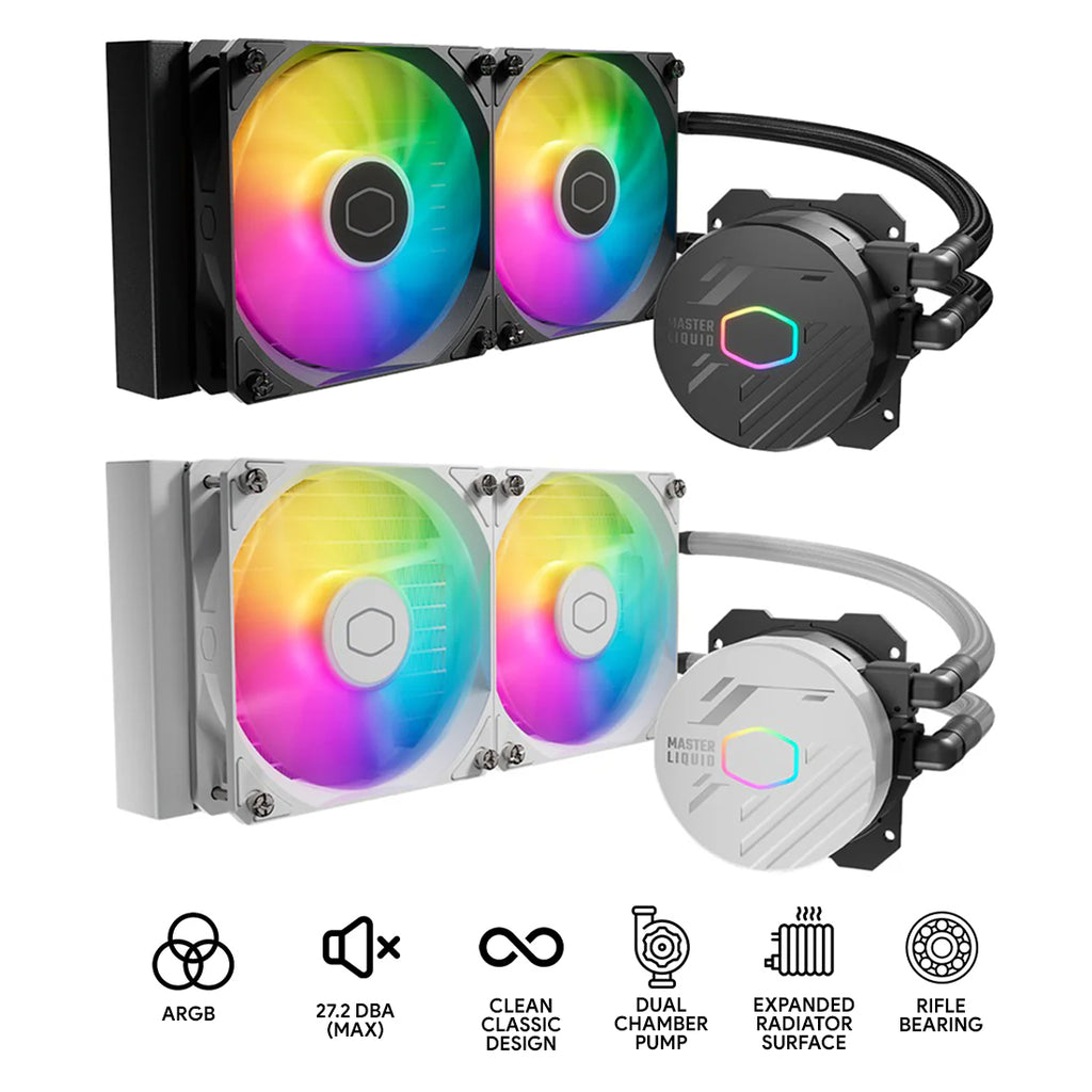 Cooler Master MasterLiquid 240L Core ARGB 240mm 2-Fan CPU Liquid Coole