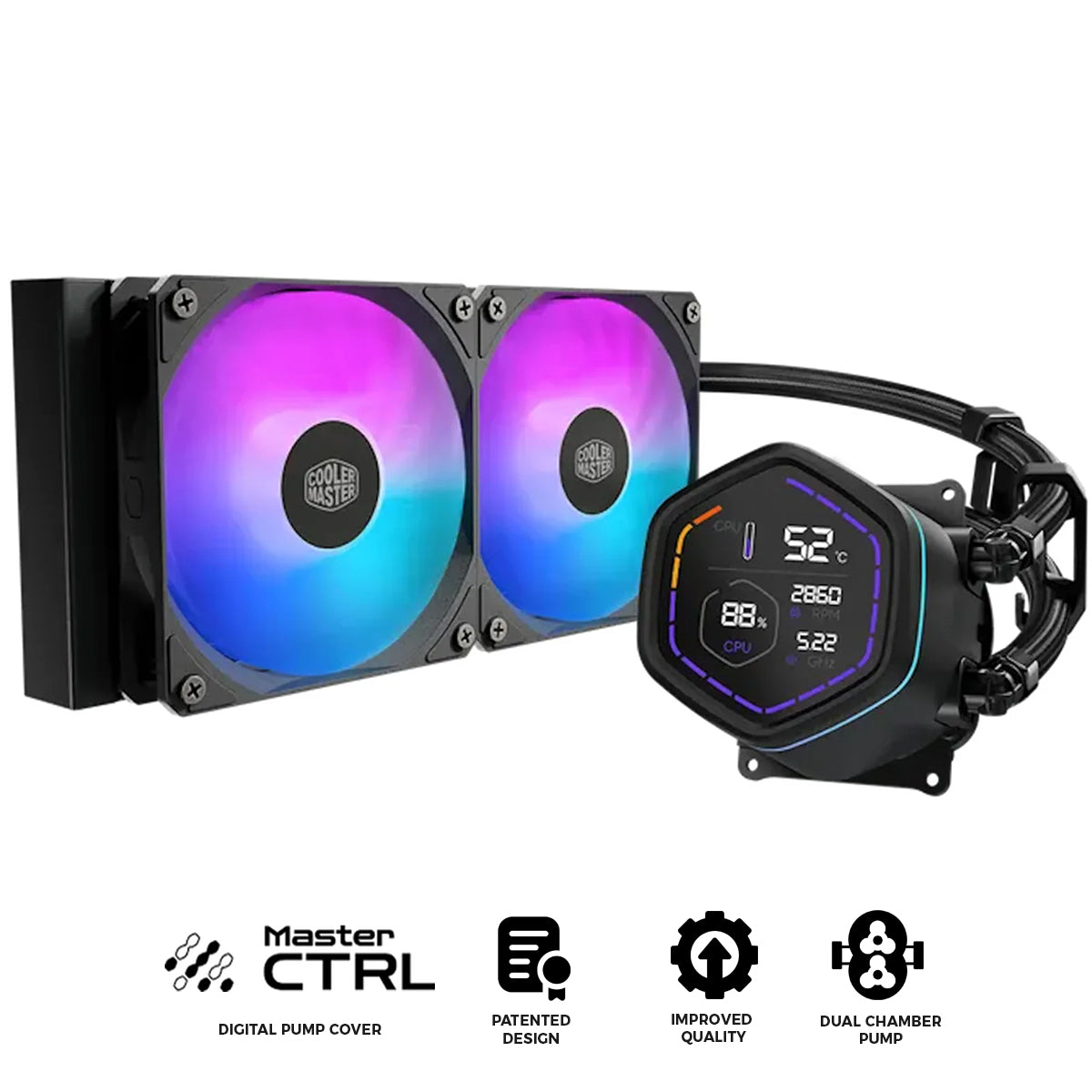 Cooler Master MasterLiquid Core Nex Digital 240 ARGB CPU Liquid Cooler (Black) (MLX-D24M-A18PA-RD)