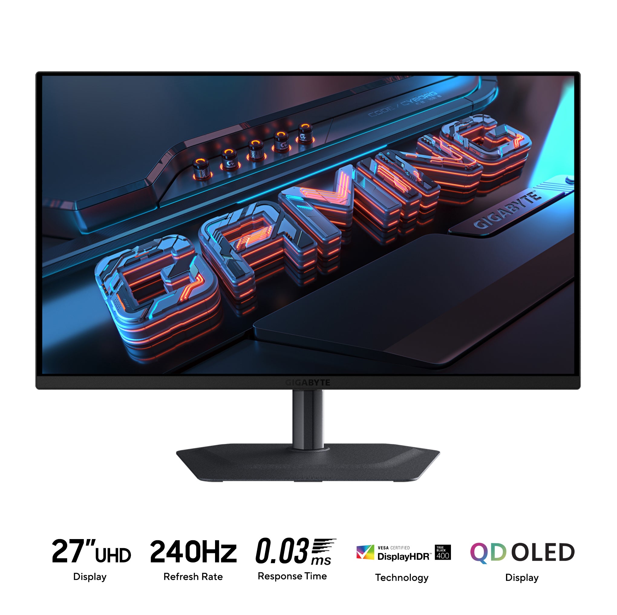 Gigabyte MO27U2 27" UHD (3840x2160) QD-OLED 240Hz 0.03MS GTG DisplayHDR 400 Gaming Monitor