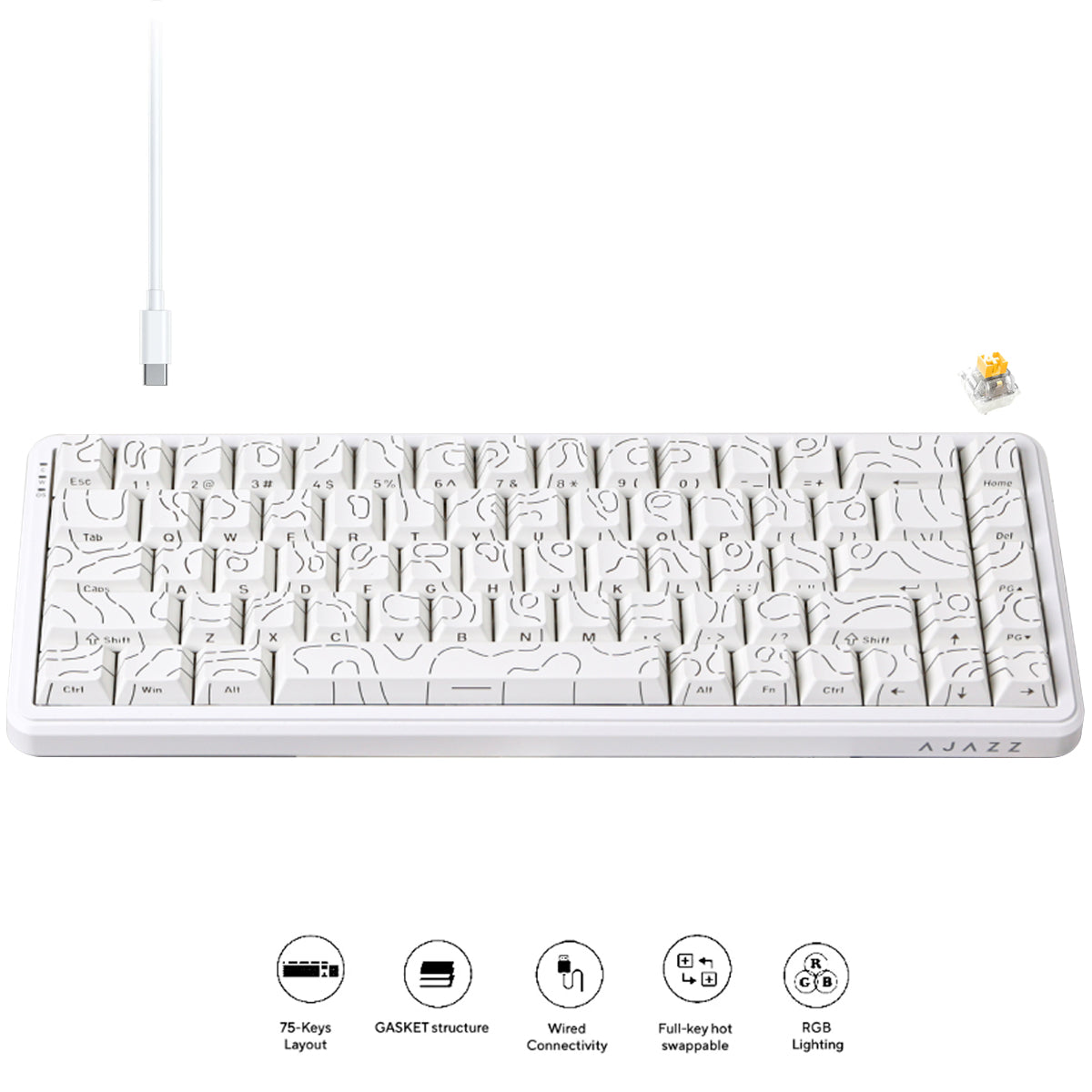 Ajazz AK680 Max RGB Wired 68-Keys Gasket-Mounted Hot Swappable Mechanical Keyboard