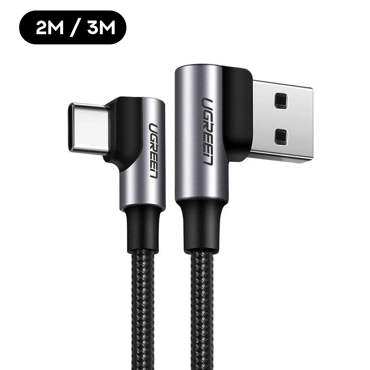 UGreen USB-C 2.0 Male To Angled USB-C 2.0 Male 3A Data Cable