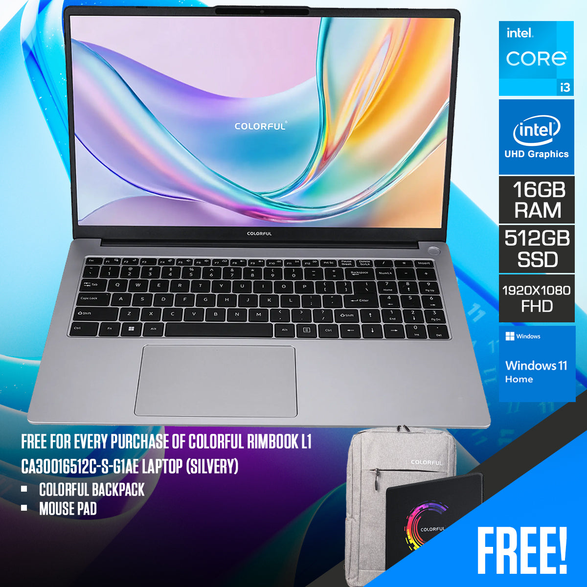 Colorful Rimbook L1 CA30016512C-S-G1AE Laptop (Silvery)