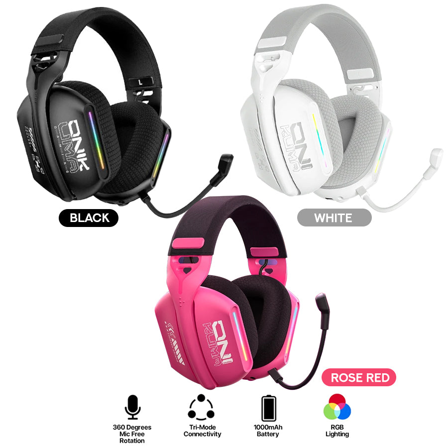 Onikuma GT808 RGB Tri-Mode Gaming Headset with Microphone