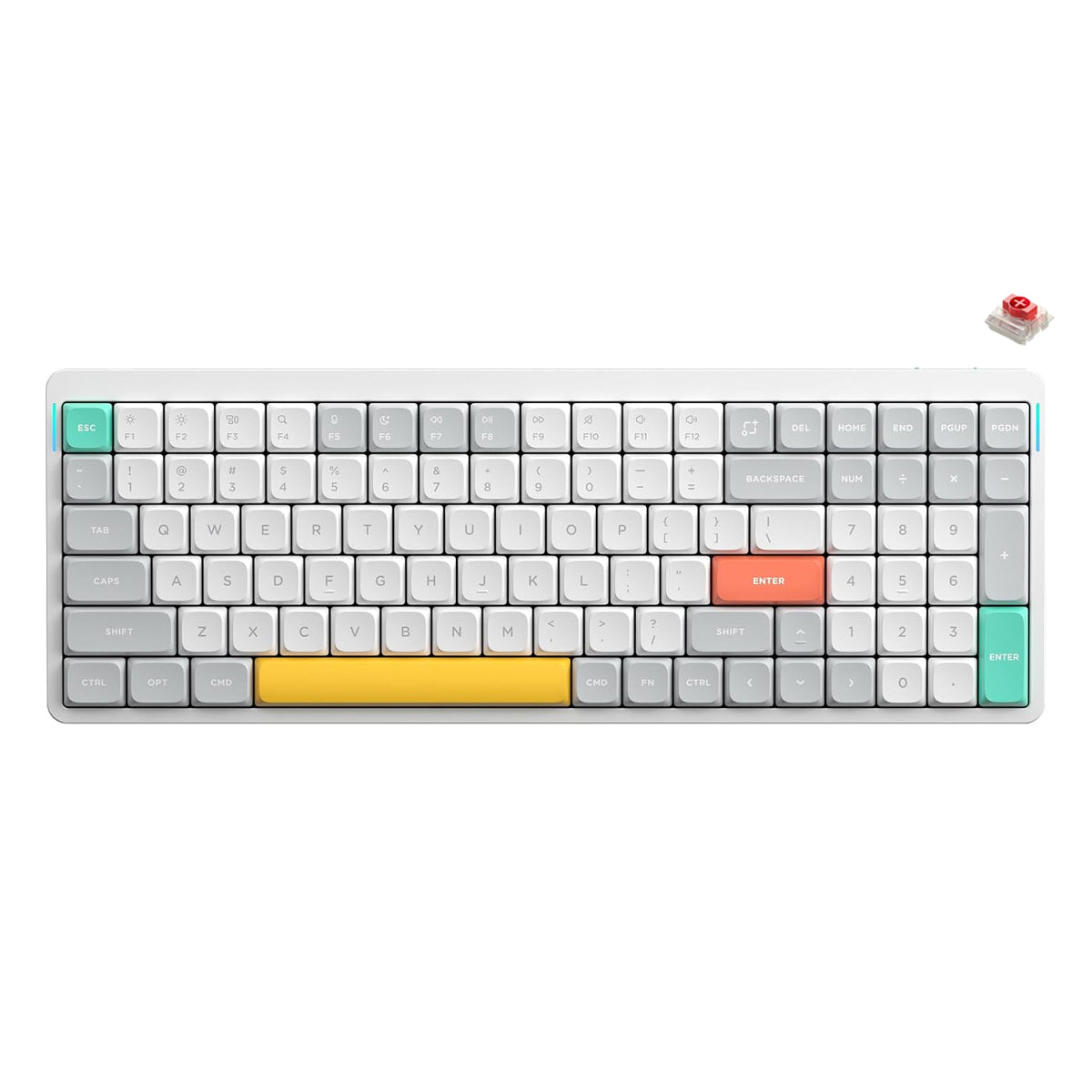 NuPhy Air96 V2 QMK/VIA Hot-Swappable RGB Wireless Mechanical Keyboard - Ionic White (Red 2.0 Switch)