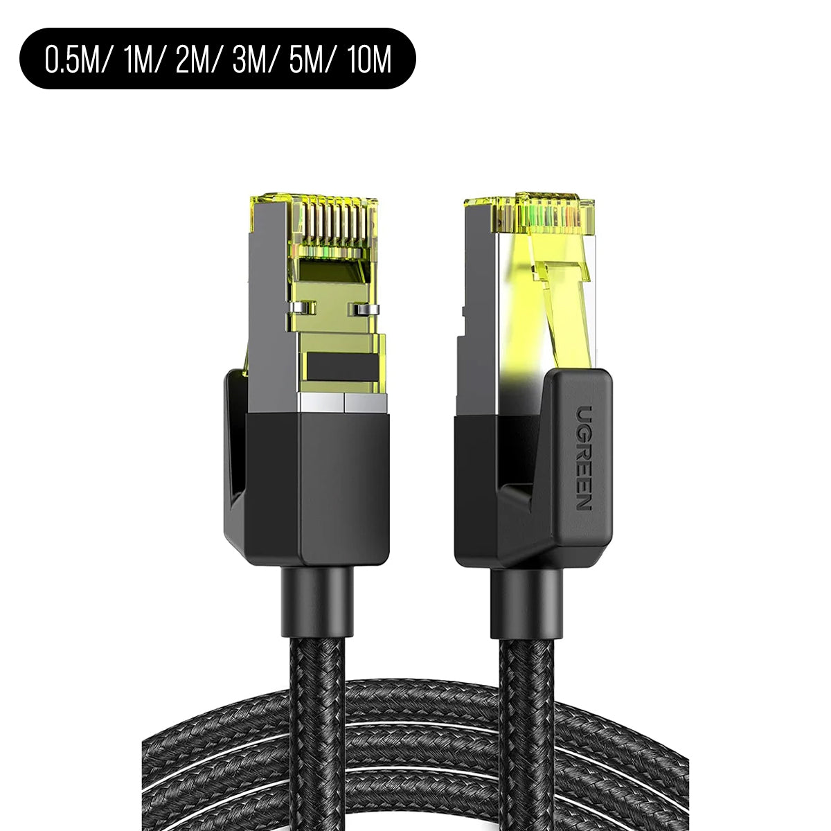Ugreen Cat7 F/FTP Round Ethernet Braided Pure Copper Cable - (Black) | DataBlitz