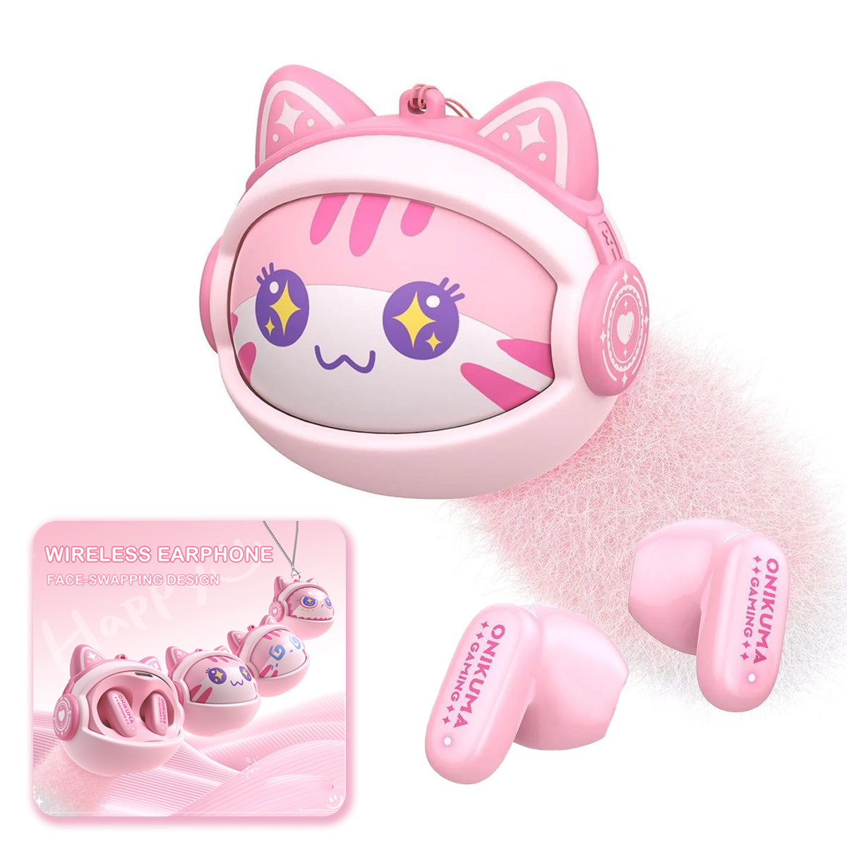 Onikuma TX603 ENC Dual Microphone Noise Reduction Wireless Earphones (Pink)