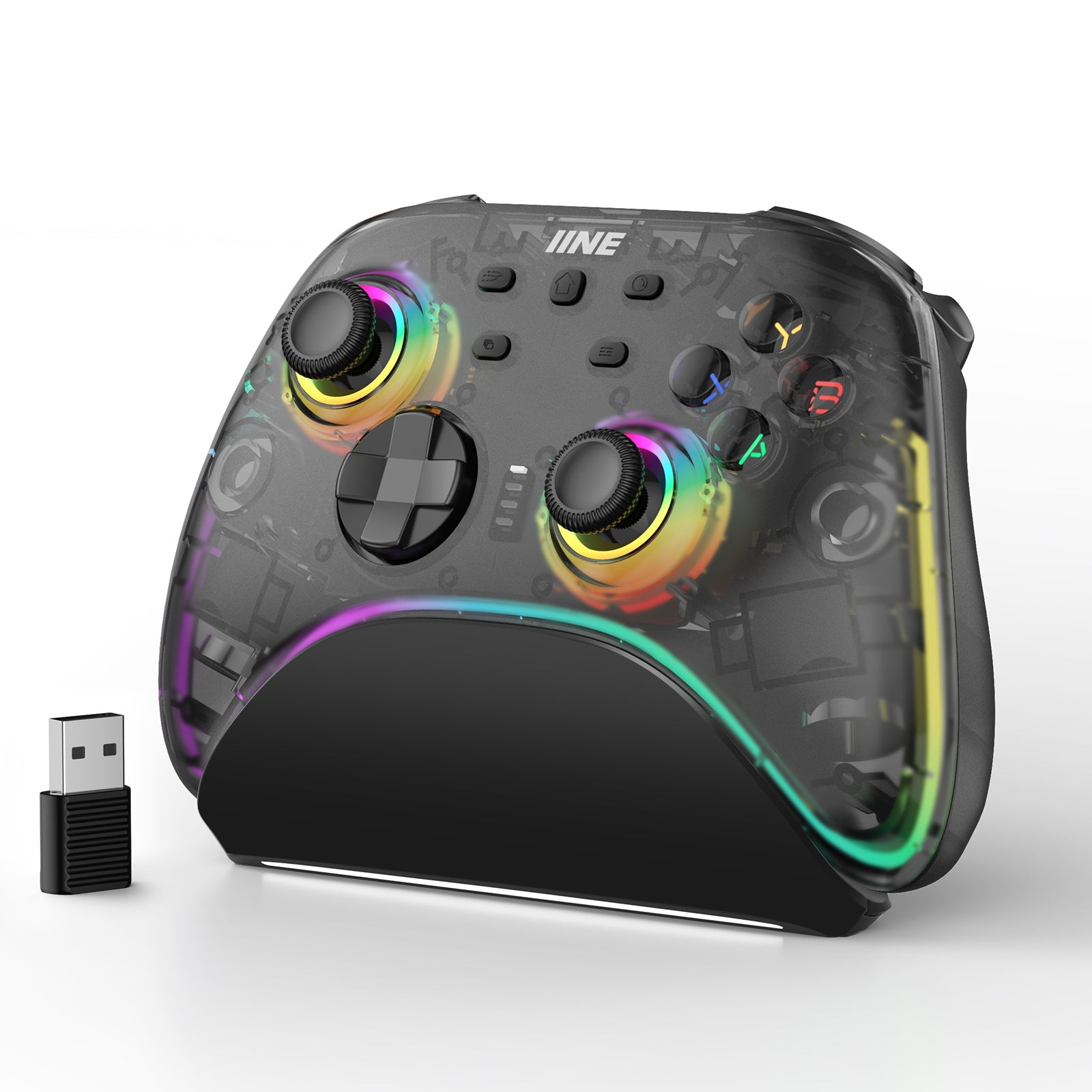 IINE Hecate Transparent Black Wireless Controller With Charging Dock (L1044)