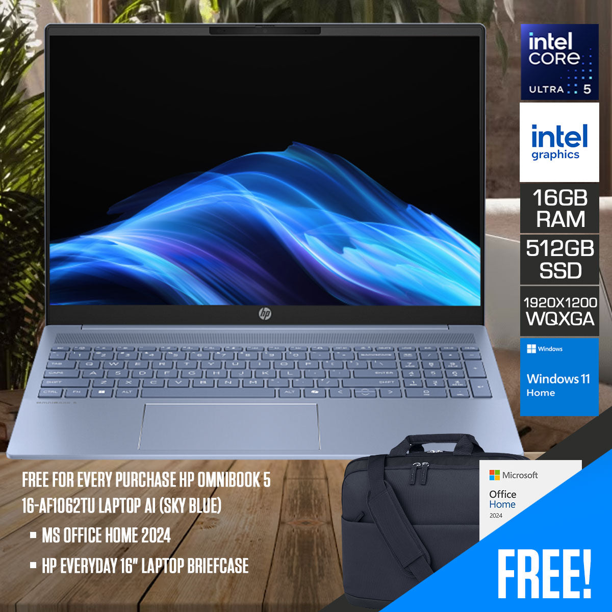 HP OmniBook 5 16-af1062TU Laptop AI (Sky Blue)